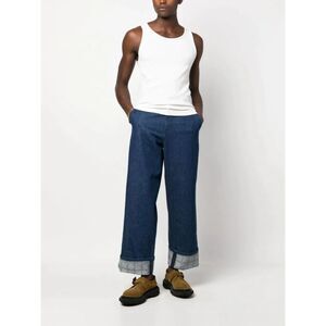 JW ANDERSON Mens Jeans Size 42 Dark Wash Logo Grid Turn Up Workwear Baggy $650